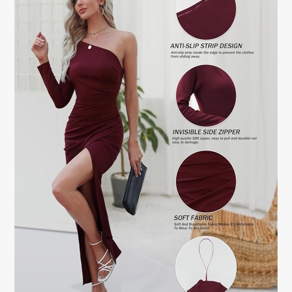 Sarin Mathews Women One Shoulder Lonq Sleeve Cocktail
Dresses Sexy Bodycon - Picture 4 of 9